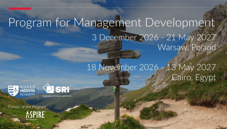 Program for Management Development 3 December 2026 – 21 May 2027 | Warsaw, Poland 18 November 2026 – 13 May 2027 | Cairo, Egypt