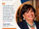 Promotional poster with a smiling woman (Faten Halim) beside a curved orange border, featuring the quote about organizational health and the Aspire HR Leadership Voices teaser (Read the Full Article).